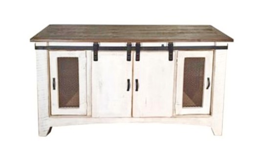 Frosted White w/Natural Brown Top Barn Door 70